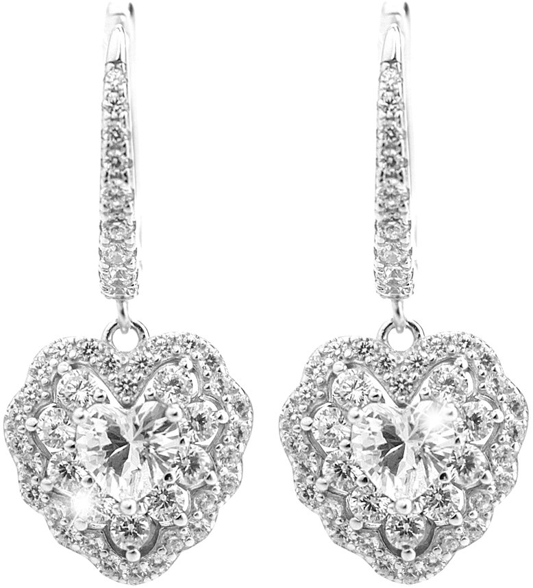 JSB Bijoux Veľké zdobené srdce z Kubických zirkónov Crystal 92400593cr (Ag 925/1000, 5,34 g)