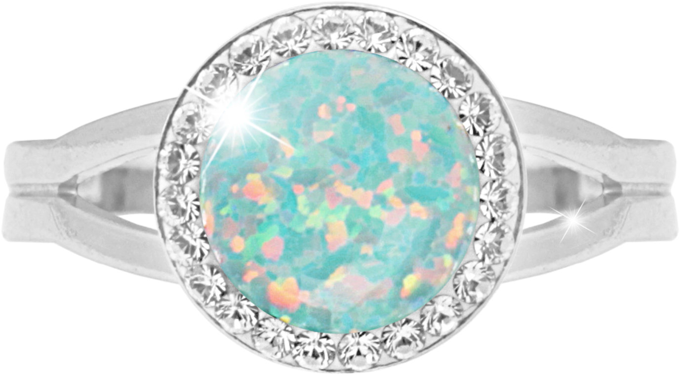 JSB Bijoux Opál s krištáľovými kameňmi Swarovski Pastel Mint Green 92700025mint (Ag 925/1000, 2,3 g)