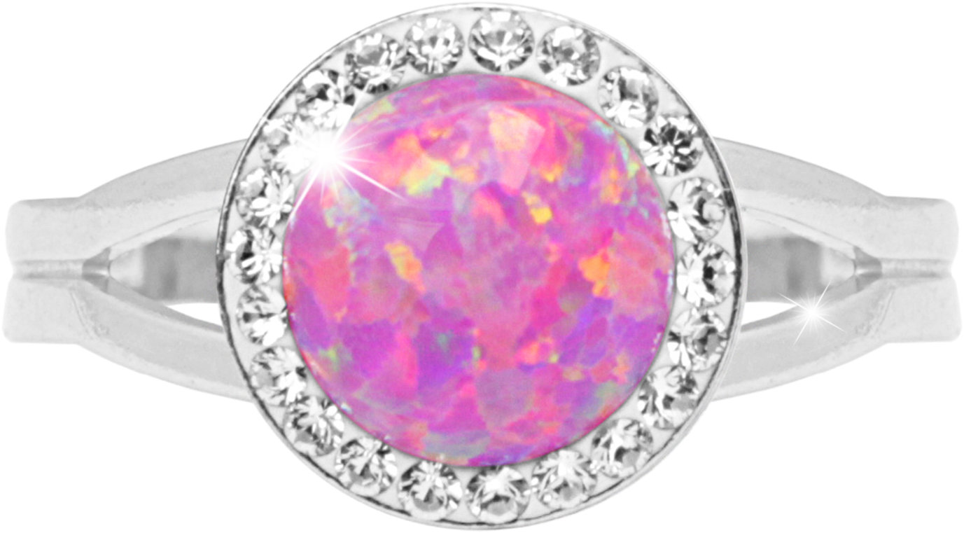 JSB Bijoux Opál s krištáľovými kameňmi Swarovski Light Fuchsia 92700025l-fu (Ag 925/1000, 2,3 g)