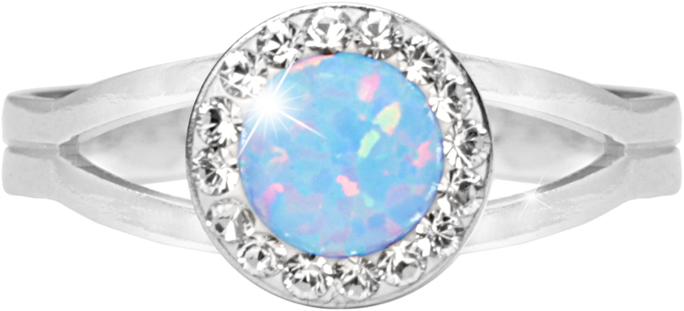 JSB Bijoux Opál s krištáľovými kameňmi Swarovski Light Blue 92700040l-bl (Ag 925/1000, 2,08 g)