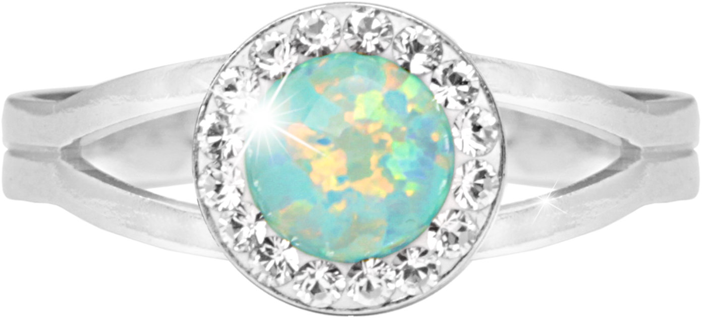 JSB Bijoux Opál s krištáľovými kameňmi Swarovski Pastel Mint Green 92700040mint (Ag 925/1000, 2,08 g)