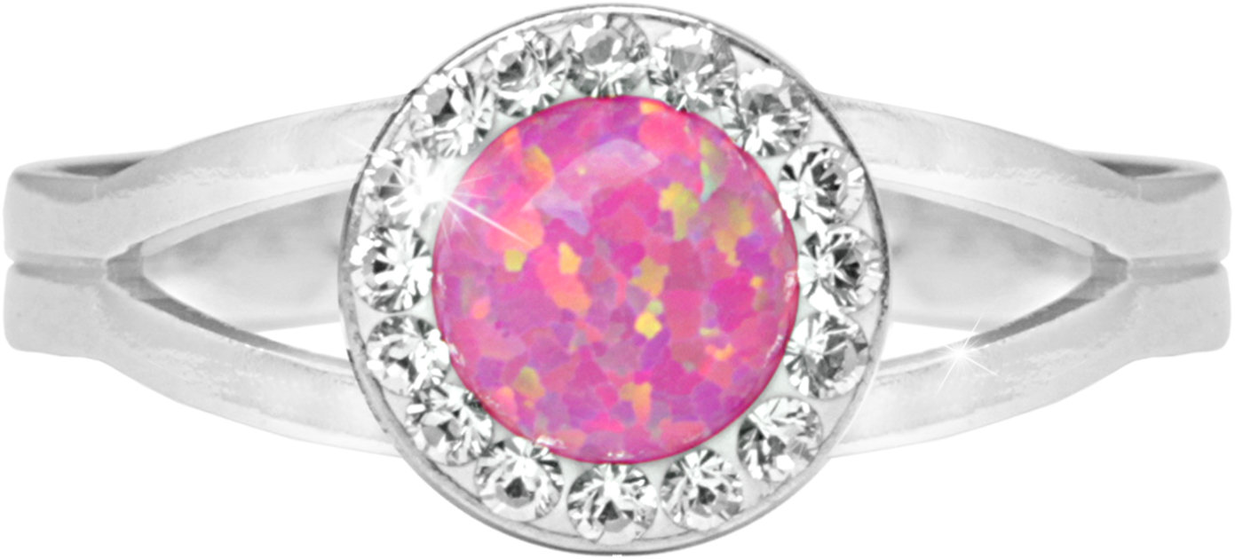 JSB Bijoux Opál s krištáľovými kameňmi Swarovski Light Fuchsia 92700040l-fu (Ag 925/1000, 2,08 g)