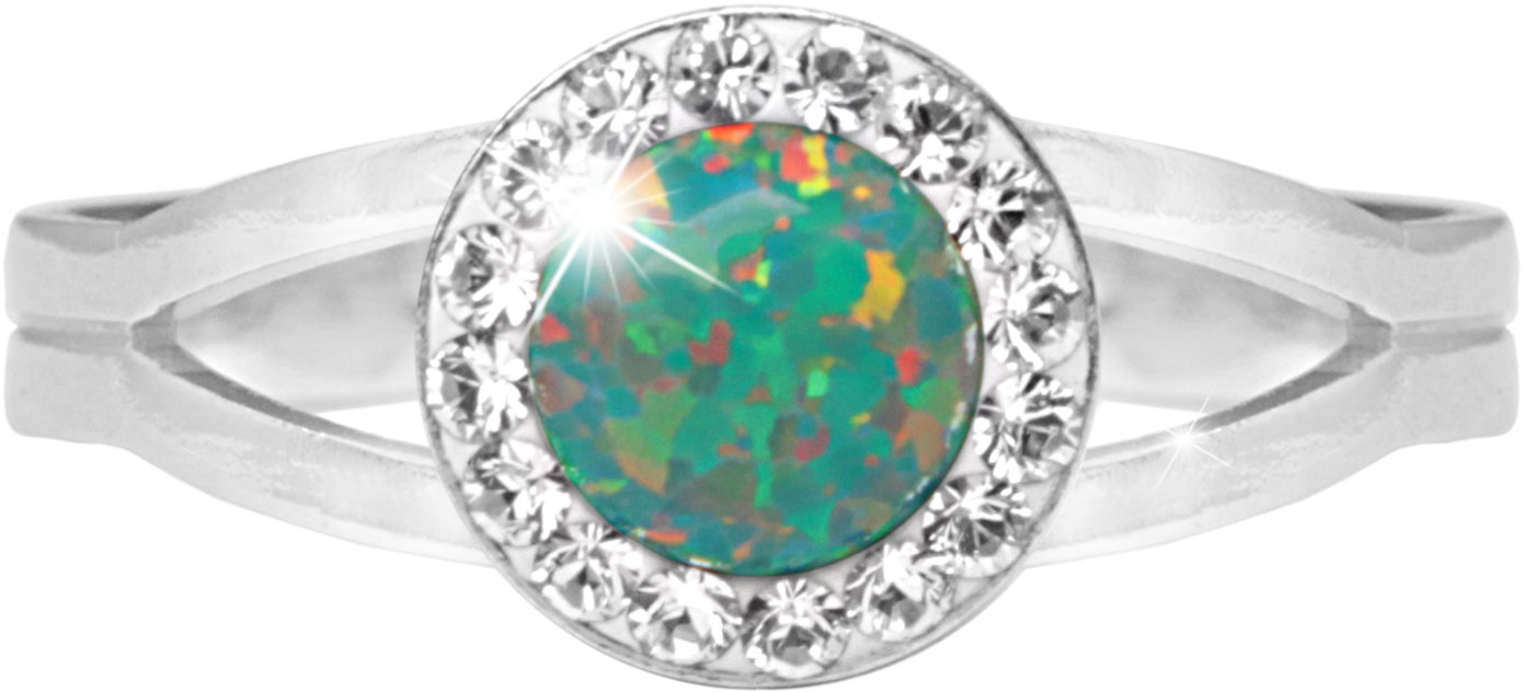 JSB Bijoux Opál s krištáľovými kameňmi Swarovski Mix Green 92700040mixgr (Ag 925/1000, 2,08 g)