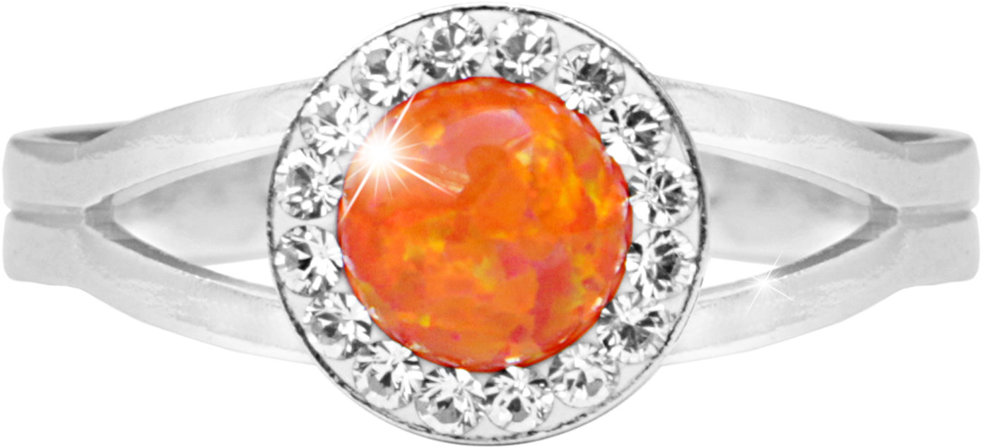 JSB Bijoux Opál s krištáľovými kameňmi Swarovski Orange 92700040oran (Ag 925/1000, 2,08 g)