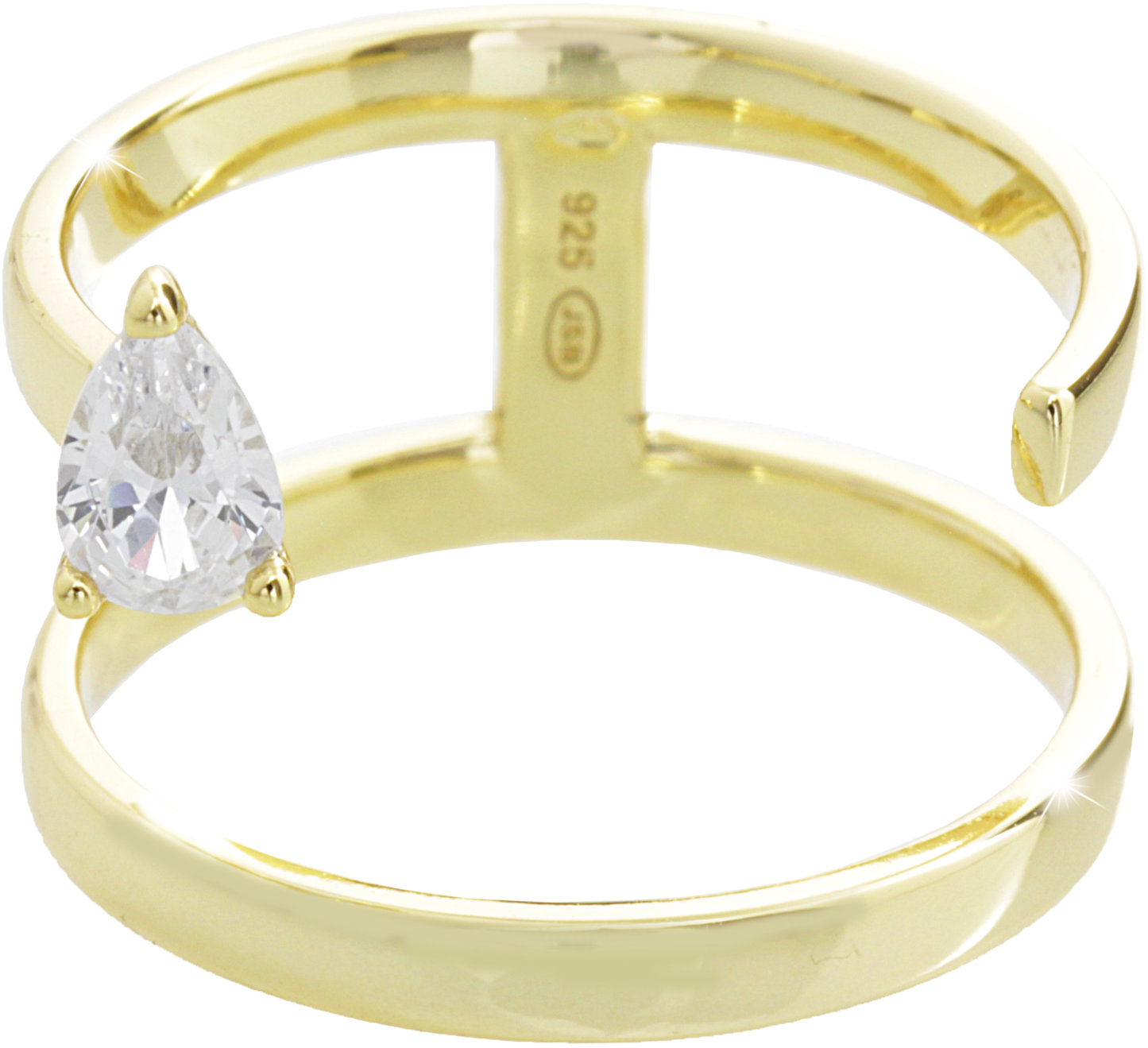 JSB Bijoux Dvojitý s Kubickým zirkónom v tvare kvapky pozlátený Crystal 92700527g-cr (Ag 925/1000, 3,