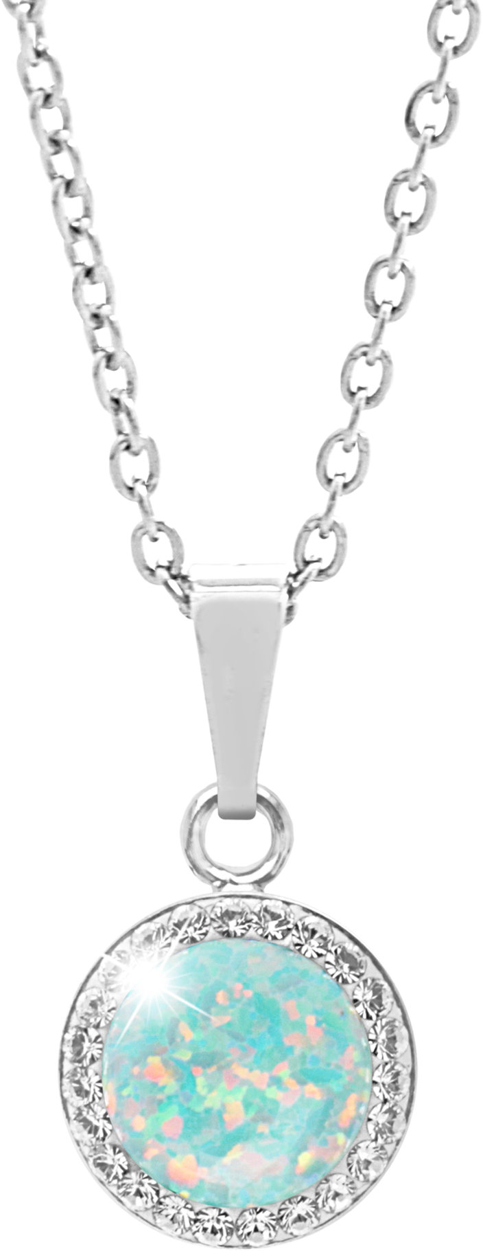 JSB Bijoux Opál s krištáľovými kameňmi Swarovski Pastel Mint Green 92300025mint (Ag 925/1000, 2,1 g)