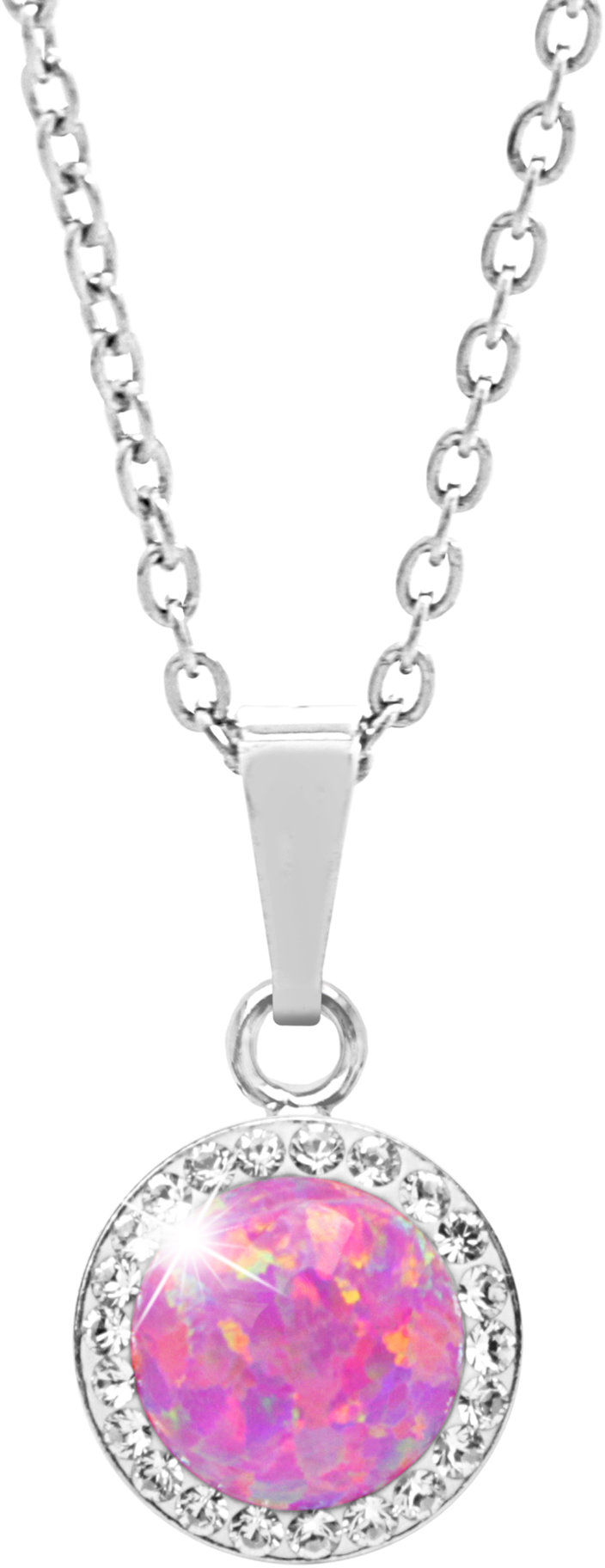 JSB Bijoux Opál s krištáľovými kameňmi Swarovski Light Fuchsia 92300025l-fu (Ag 925/1000, 2,1 g)