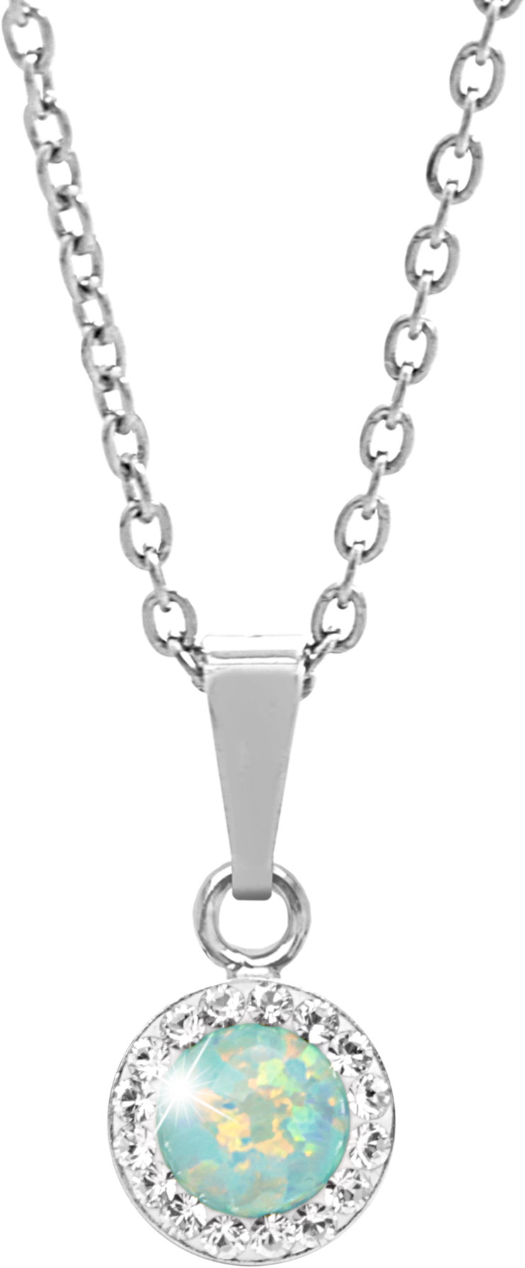 JSB Bijoux Opál s krištáľovými kameňmi Swarovski Pastel Mint Green 92300040mint (Ag 925/1000, 1,86 g)