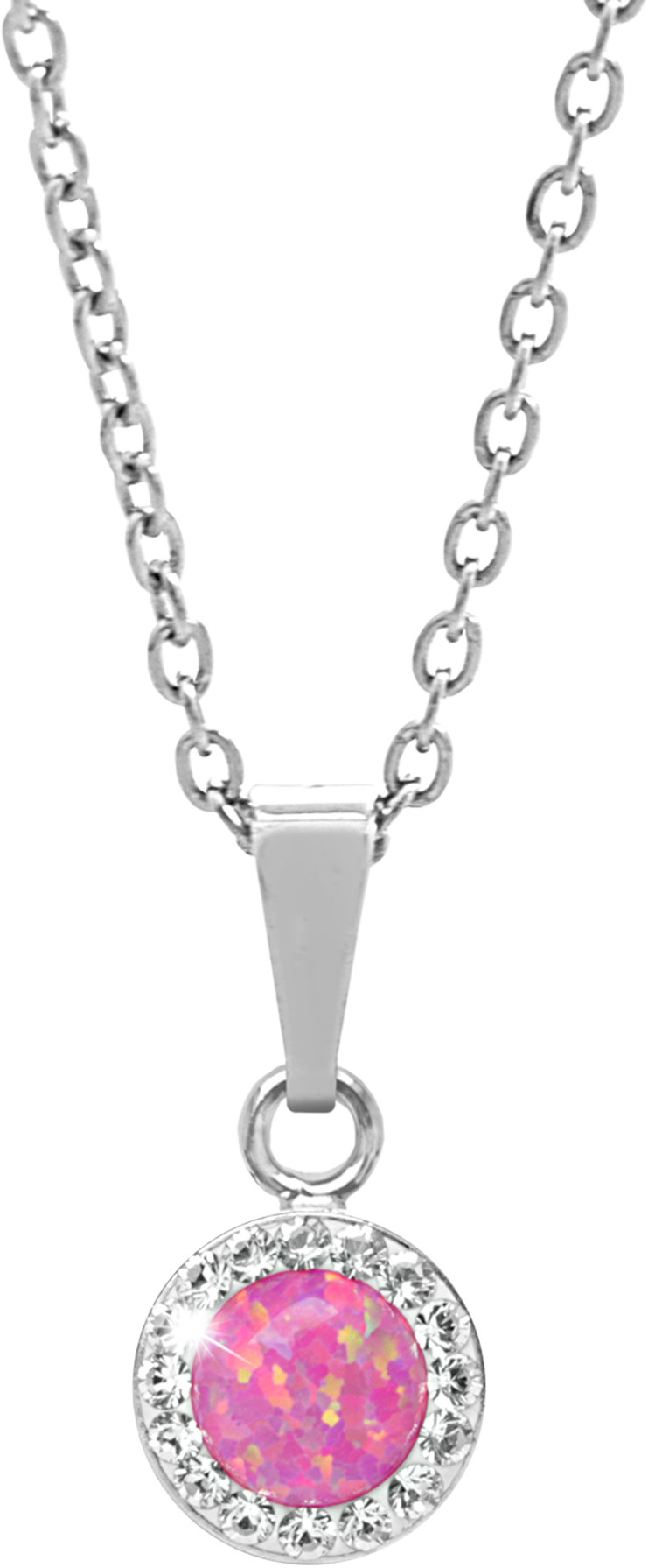 JSB Bijoux Opál s krištáľovými kameňmi Swarovski Light Fuchsia 92300040l-fu (Ag 925/1000, 1,86 g)