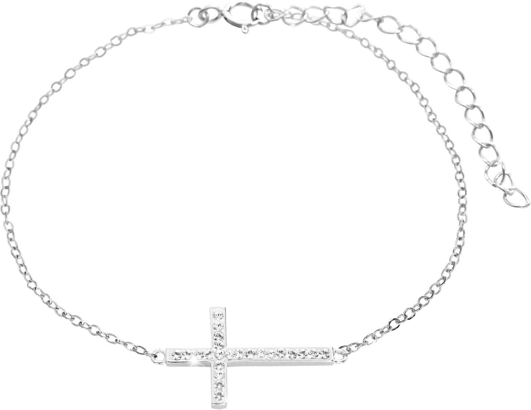JSB Bijoux Strieborný náramok Kríž vysadený krištáľovými kameňmi Swarovski Crystal 92500558cr (Ag 925/100