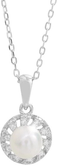 JSB Bijoux Riečna perla s obvodom Kubických zirkónov Crystal 92300576cr (Ag 925/1000, 2,43 g)