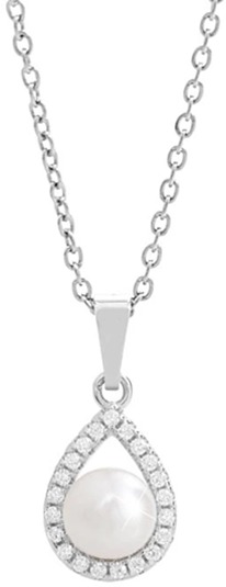 JSB Bijoux Kvapka s riečnou perlou a s obvodom Kubických zirkónov Crystal 92300577cr (Ag 925/1000, 2,42 g)