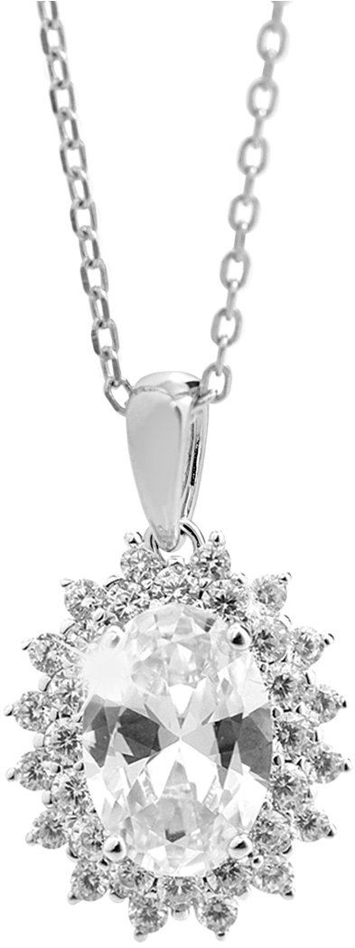 JSB Bijoux Veľký zdobený ovál z Kubických zirkónov Crystal 92300592cr (Ag 925/1000, 2,88 g)
