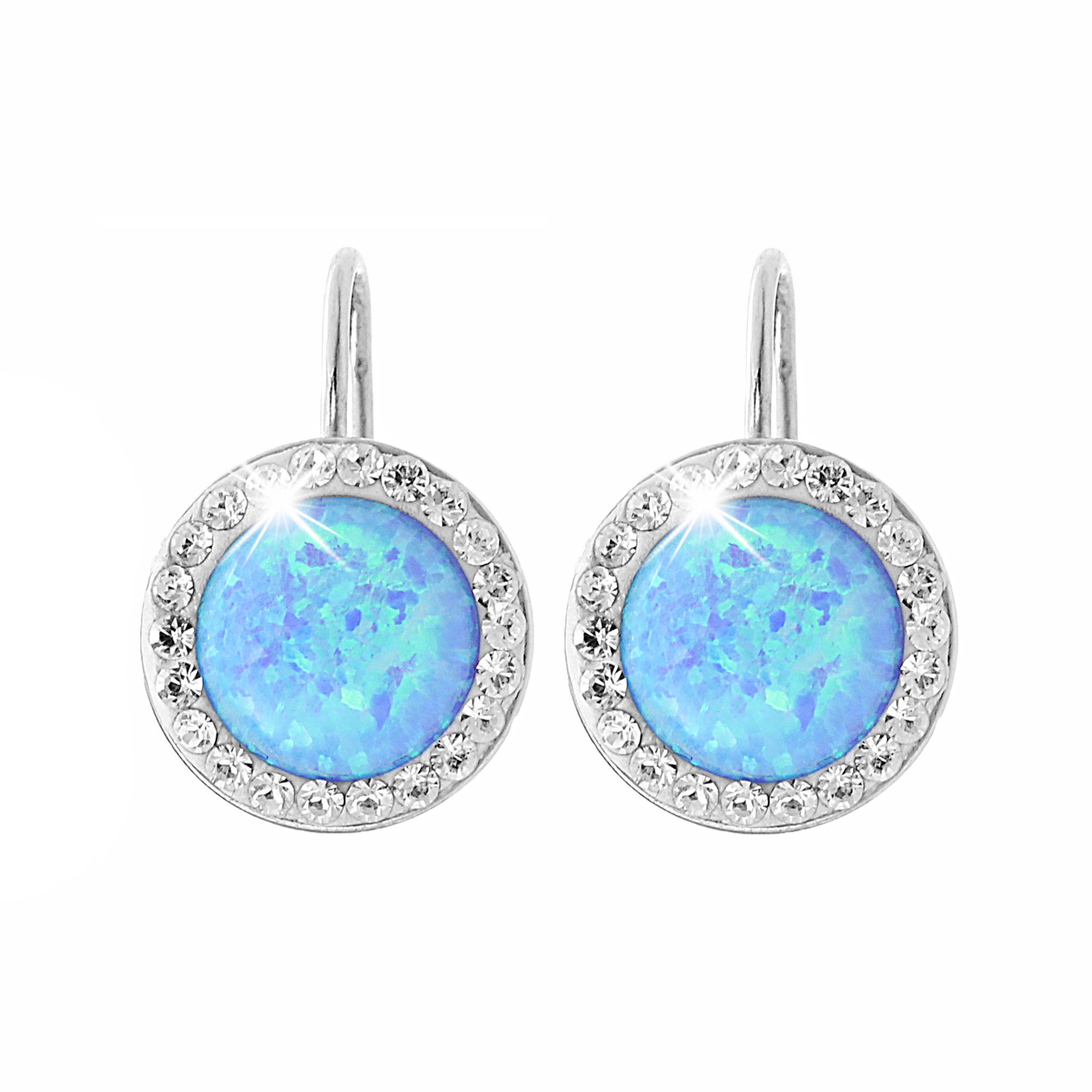 JSB Bijoux Opály s krištáľovými kameňmi Swarovski Blue 92400025bl (Ag 925/1000, 2,1 g)