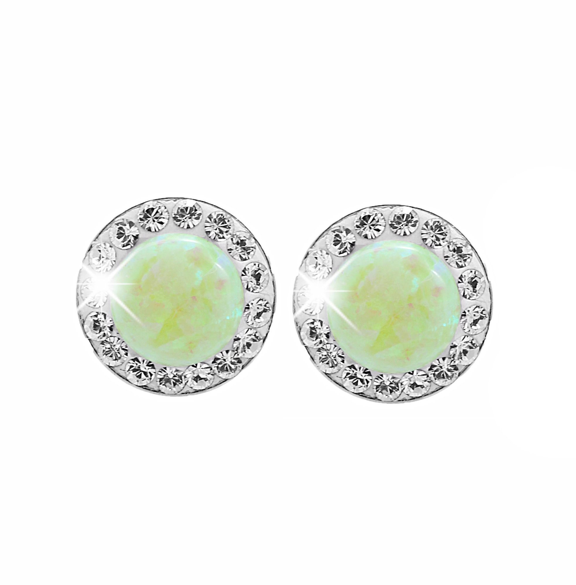 JSB Bijoux Opály s krištáľovými kameňmi Swarovski Green 92400040gr (Ag 925/1000, 1,4 g)