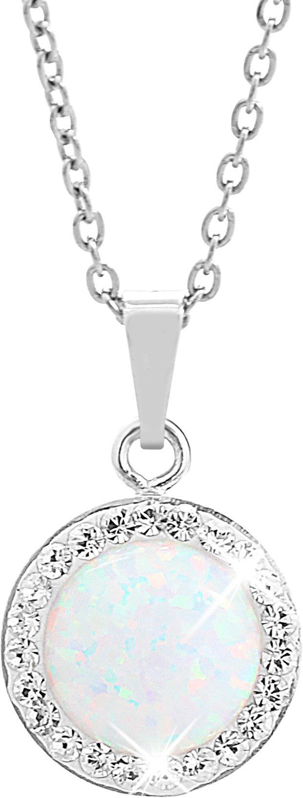 JSB Bijoux Opál s krištáľovými kameňmi Swarovski White 92300025wh (Ag 925/1000, 2,1 g)