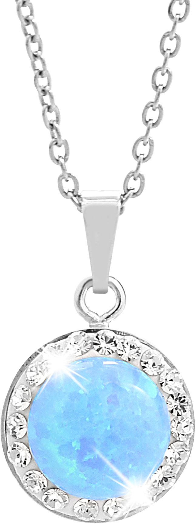 JSB Bijoux Opál s krištáľovými kameňmi Swarovski Blue 92300025bl (Ag 925/1000, 2,1 g)
