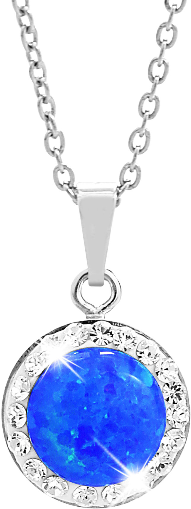 JSB Bijoux Opál s krištáľovými kameňmi Swarovski Dark Blue 92300025dbl (Ag 925/1000, 2,1 g)