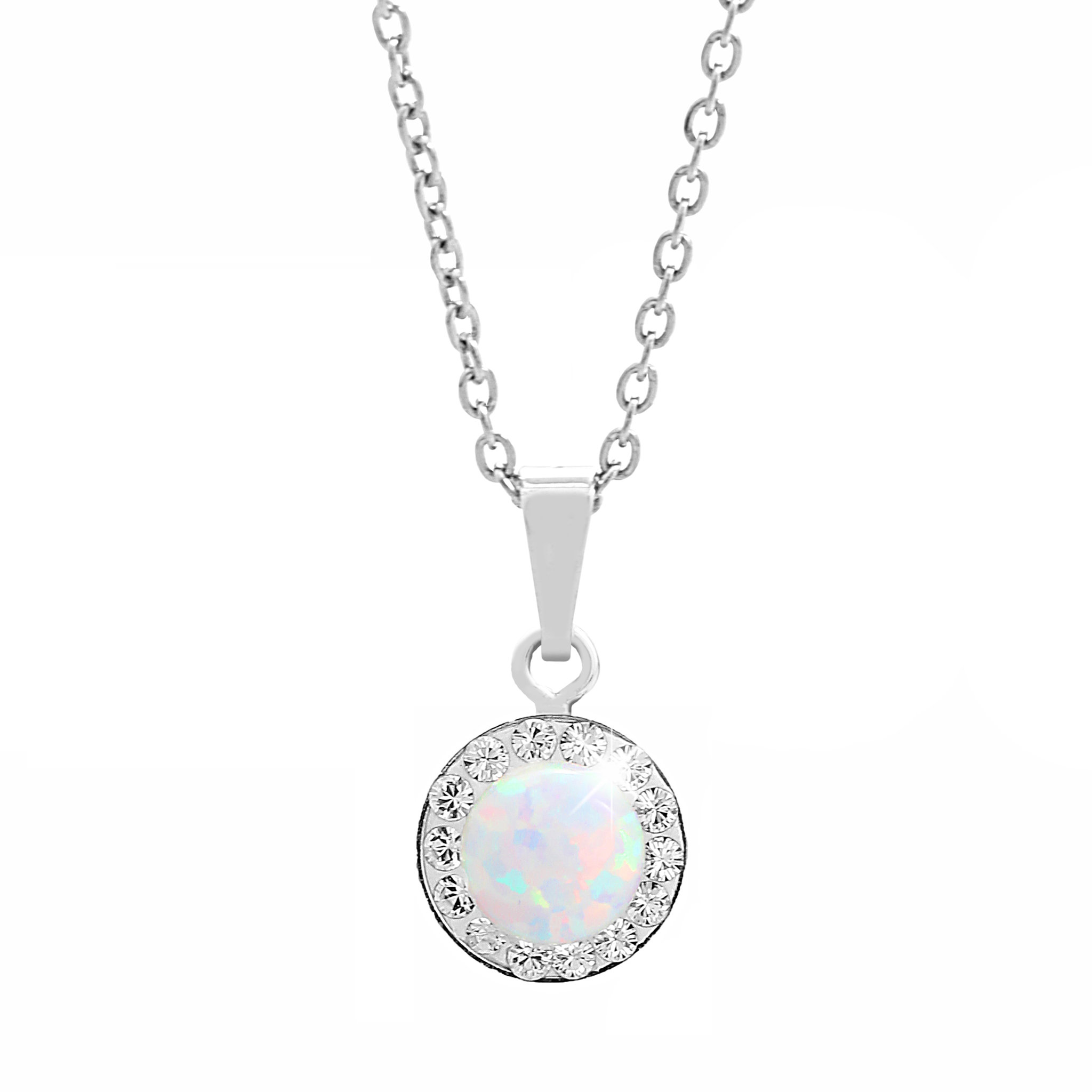 JSB Bijoux Opál s krištáľovými kameňmi Swarovski White 92300040wh (Ag 925/1000, 1,86 g)