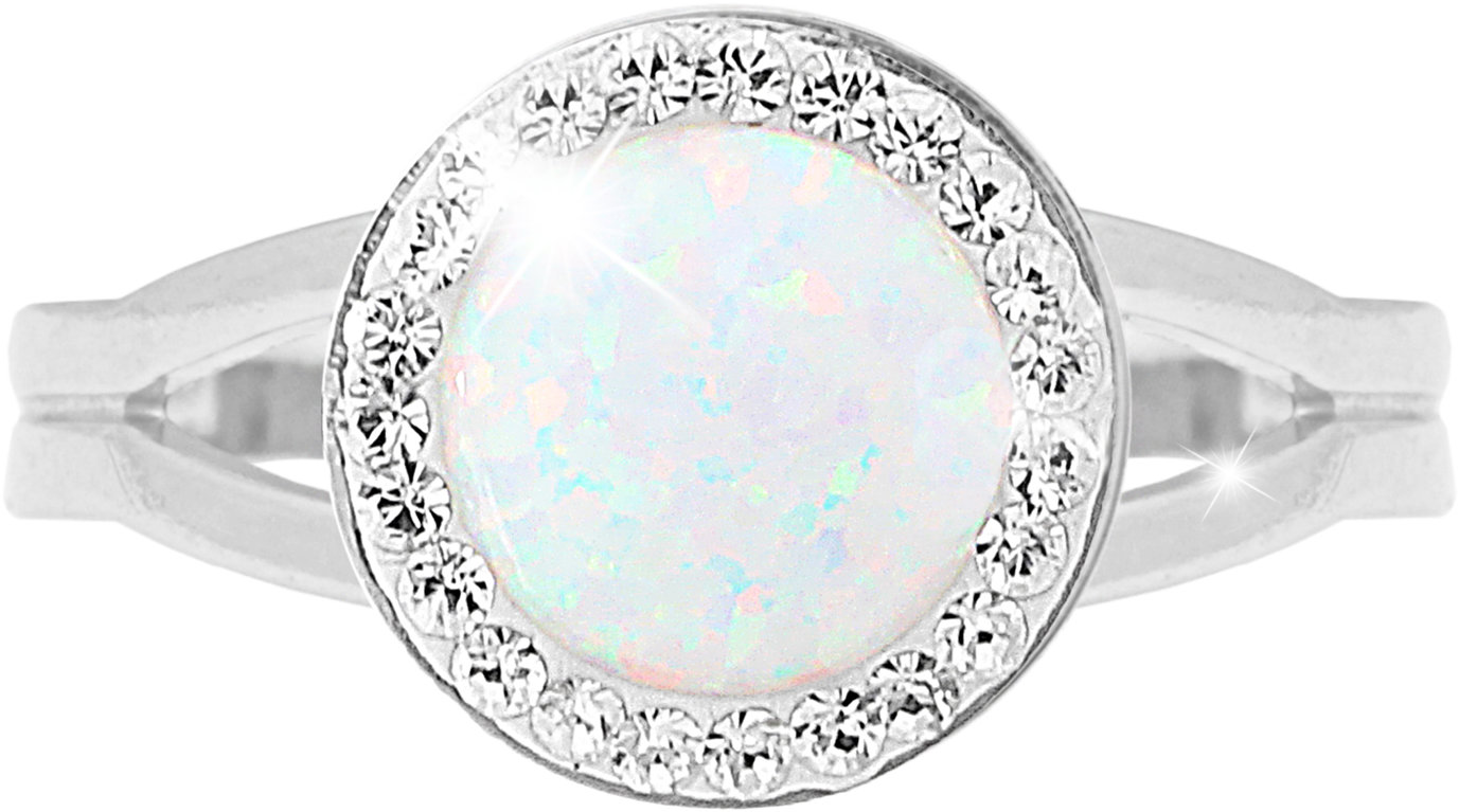 JSB Bijoux Opál s krištáľovými kameňmi Swarovski White 92300025wh (Ag 925/1000, 2,3 g)