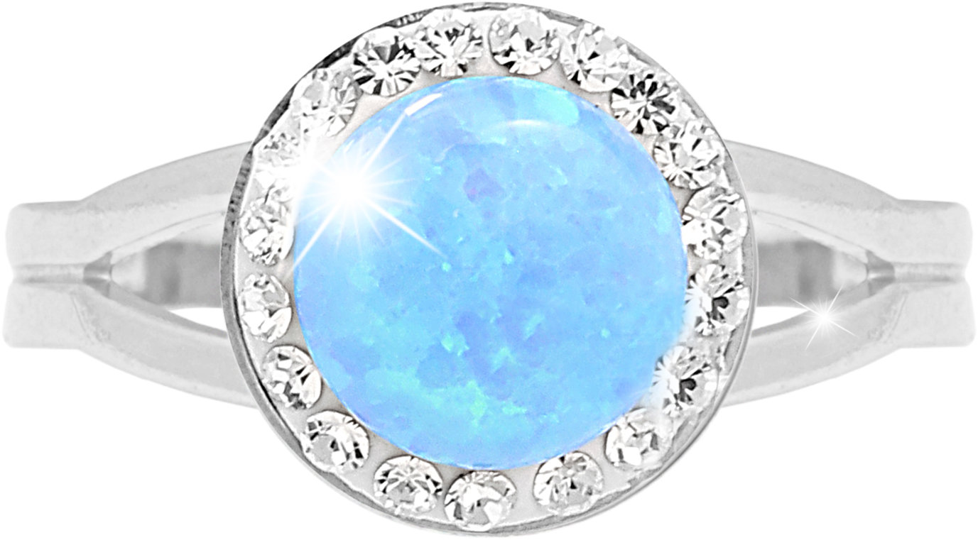 JSB Bijoux Opál s krištáľovými kameňmi Swarovski Blue 92700025bl (Ag 925/1000, 2,3 g)