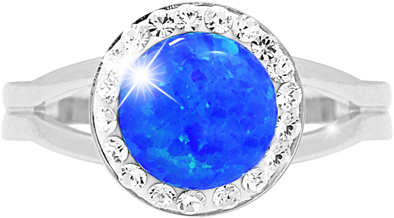 JSB Bijoux Opál s krištáľovými kameňmi Swarovski Dark Blue 92700025dbl (Ag 925/1000, 2,3 g)