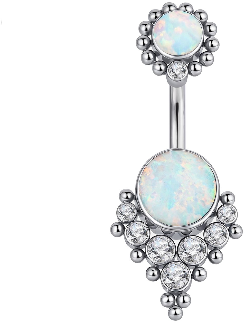 PININ Piercing do pupíku s vnitřním závitem, leštěný – perleťový kamínek