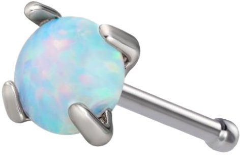 PININ Piercing do nosa rovná tyčinka, leštený – titán strieborný s modrým kamienkom