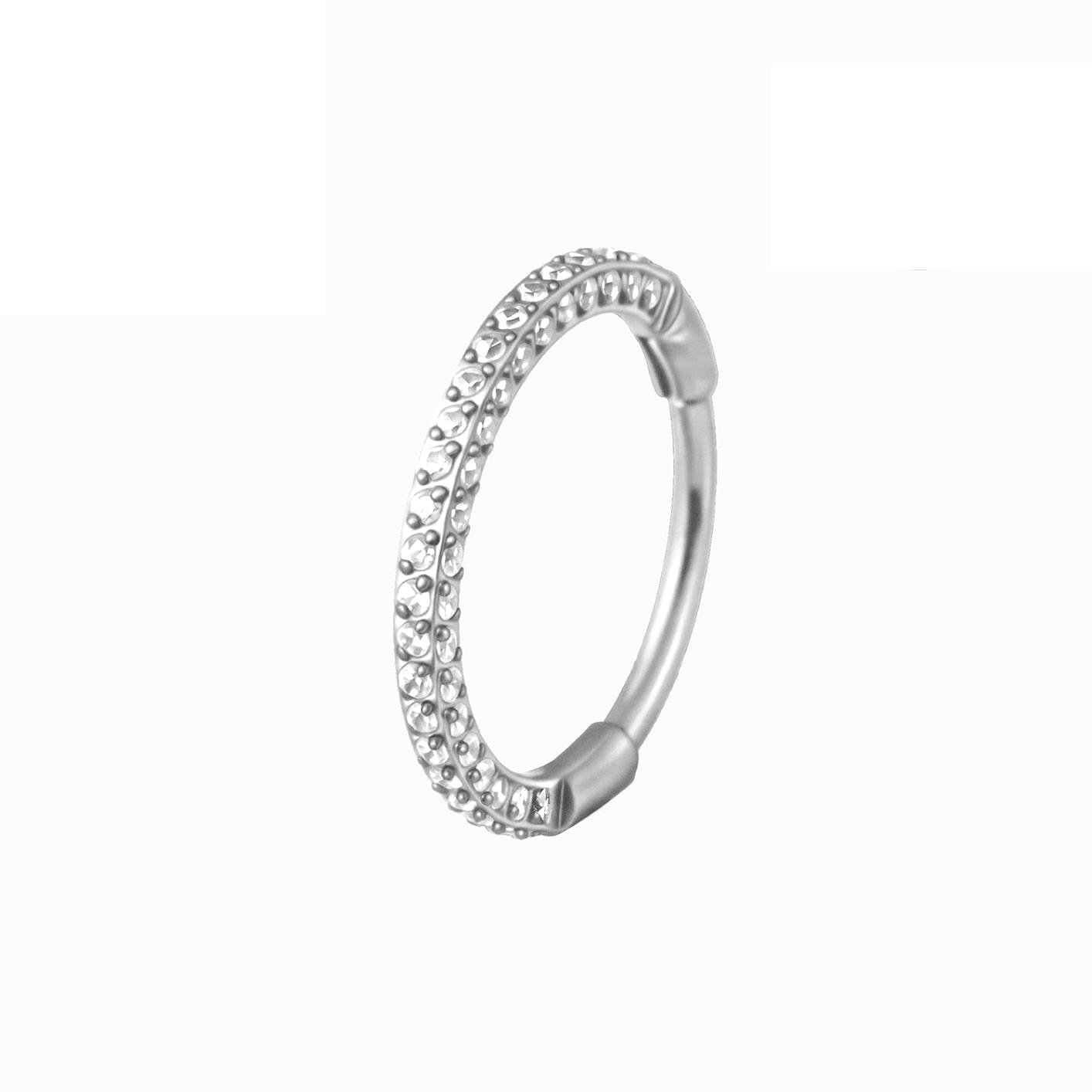 PININ Segmentový kroužek pro ucho, leštěný s kamínkem (0,8 mm / 1,2 mm) – titan