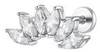 LUCA BARRA Ear Piercing In Steel Fan With White Zircons