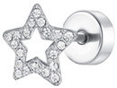 LUCA BARRA Ear Piercing In Steel Star Shape With White Zircons