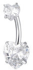 LUCA BARRA Steel Navel Piercing With Heart-Cut White Zircons