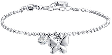 LUCA BARRA Bracelet In Butterfly Steel And Zircon