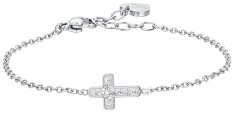 LUCA BARRA Bracelet In Steel Cross And Crystals