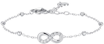 LUCA BARRA Steel Bracelet With Infinity And White Zircon Light Points