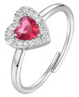 LUCA BARRA Ring With Heart With Red And White Zircons