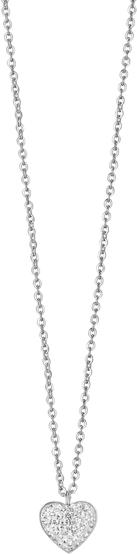 LUCA BARRA Steel Necklace With Heart And White Crystals