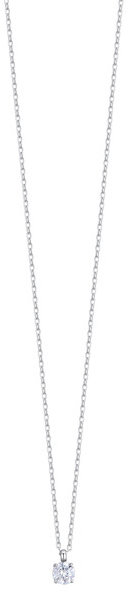 LUCA BARRA Steel Light Point Necklace With White Crystal