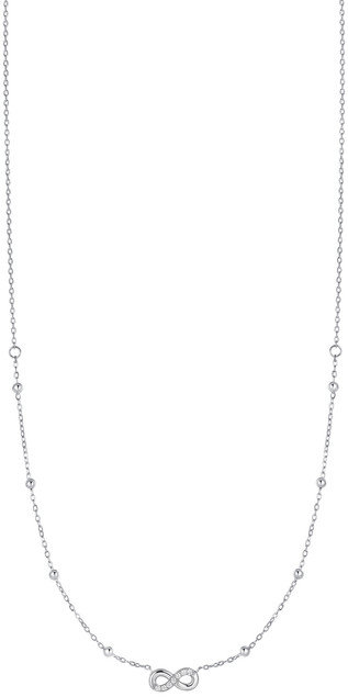 LUCA BARRA Steel Necklace With Infinity And White Zircon Light Points