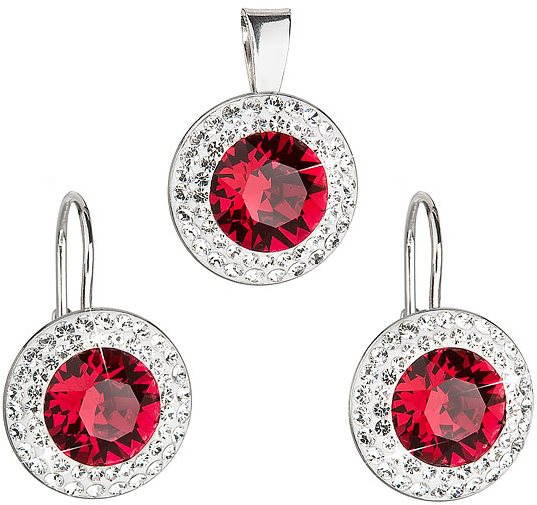 Ruby rivole súprava zdobená kryštálmi Swarovski (925/1000, 4,3 g)