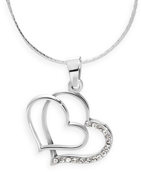 JSB Bijoux Náhrdelník Dvojité srdce s krištáľovými kameňmi Swarovski®