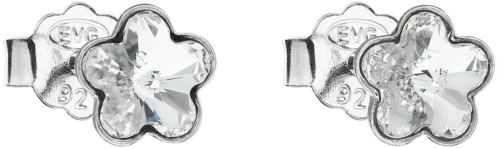 EVOLUTION GROUP 31080.1 kôstky kvietky dekorované kryštálmi Swarovski (925/1000, 0,8 g, biele)
