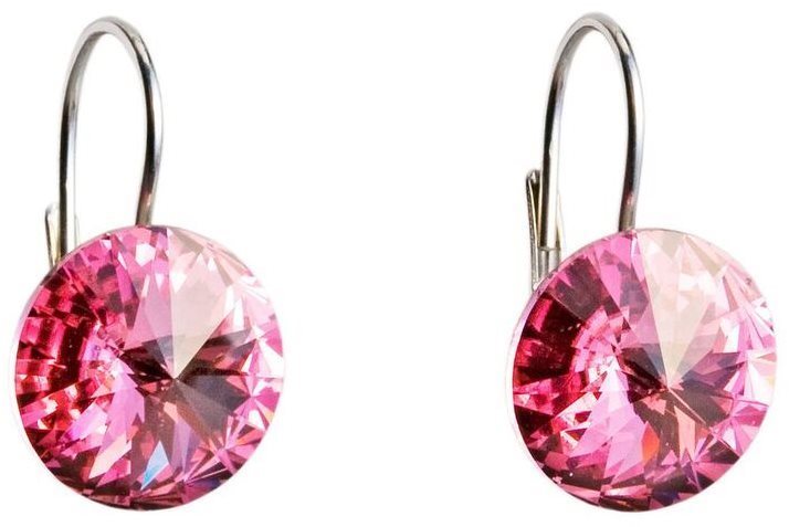 EVOLUTION GROUP 31106.3 visiace okrúhle dekorované kryštálmi Swarovski (925/1000, 2 g, ružové)