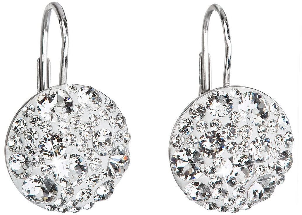 EVOLUTION GROUP 31176.1 visacie okrúhle dekorované kryštálmi Swarovski (925/1000, 2 g, biele)