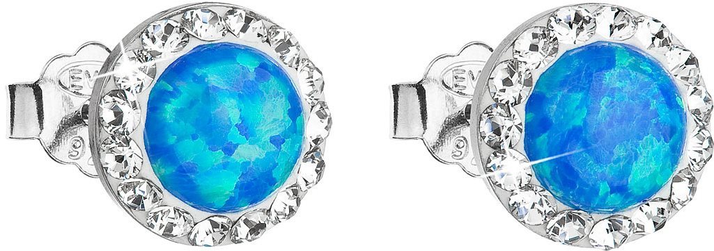 EVOLUTION GROUP 31217.1 & blue s. opal dekorované kryštálmi Preciosa® (Ag 925/1000, 0,8 g)
