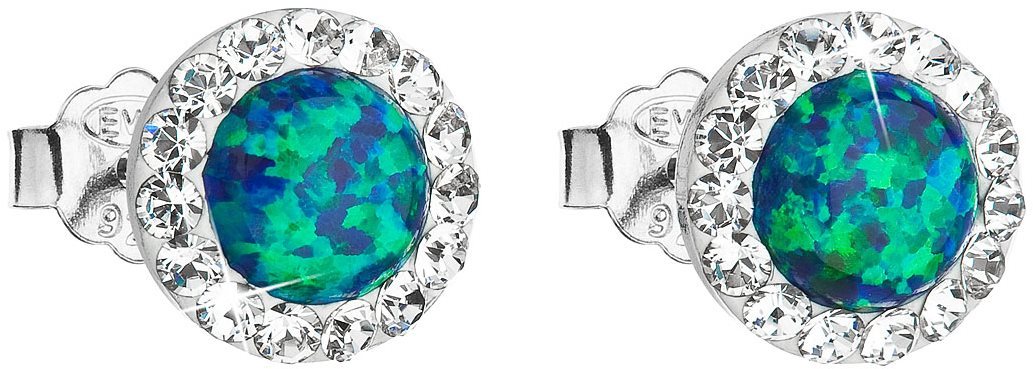 EVOLUTION GROUP 31217.1 & green s. opal dekorované kryštálmi Preciosa® (Ag 925/1000, 0,8 g)