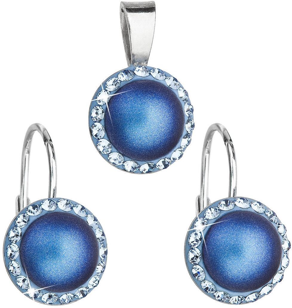 EVOLUTION GROUP 39091.3 tmavo modrá súprava dekorovaná kryštálmi Swarovski® (925/1000, 2 g)