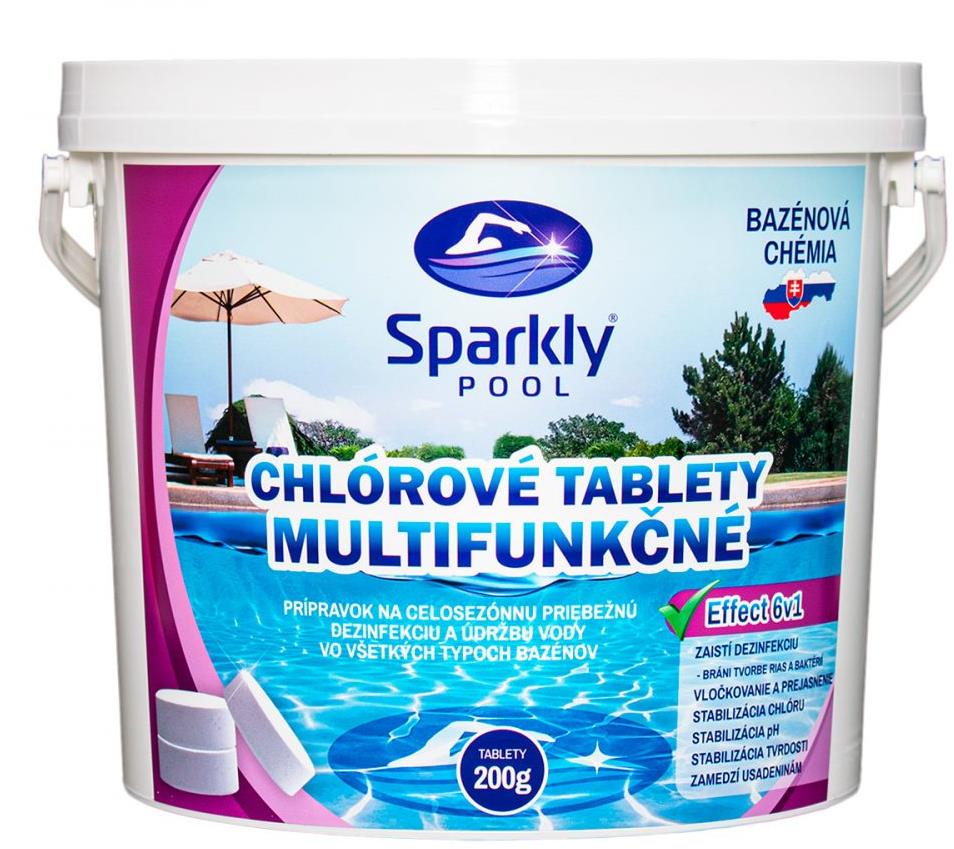 Sparkly POOL Tablety do bazéna chlórové 6 v 1 multifunkčné 200 g 3 kg