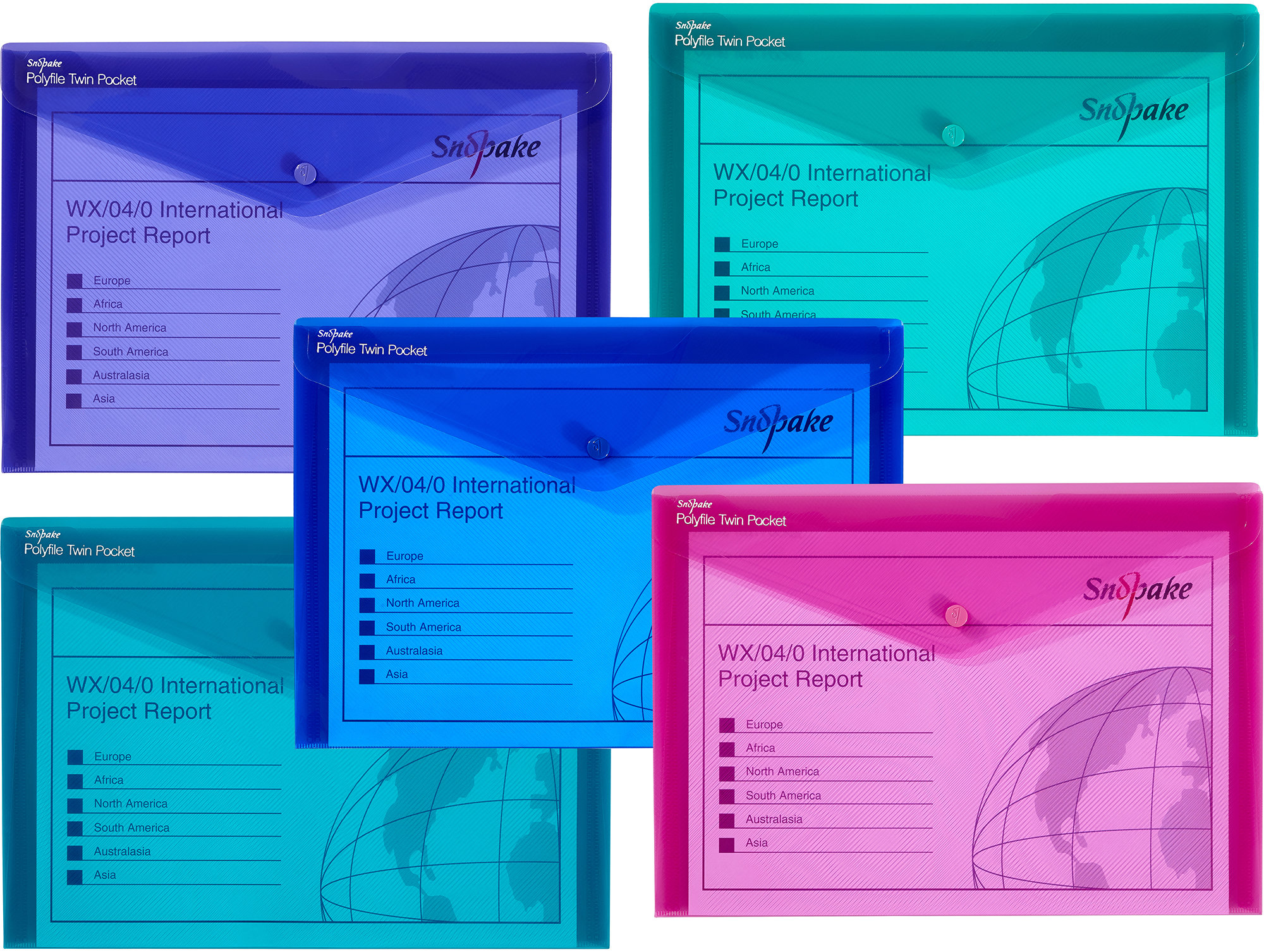 SNOPAKE Polyfile Twin Pocket s cvokom A4, electra – balenie 5 ks