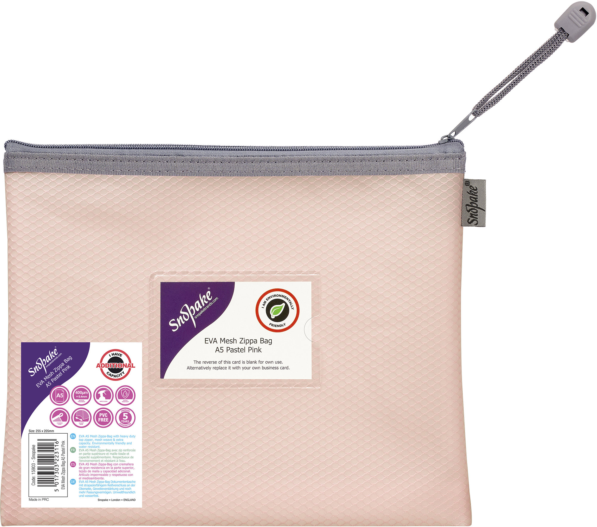 SNOPAKE EVA Pastel Mesh so zipsom HC, A5, pastelovo ružové